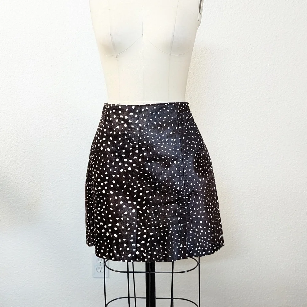 Kate Spade Leather Skirt Brown White 2 cow animal print western country mini